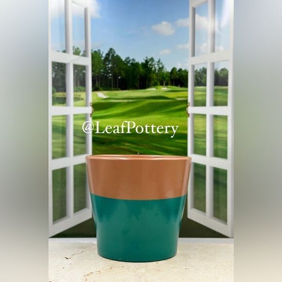 Rayon Green/Brown Clay Planter Pot with Drainage Hole - Picture 10 of 10